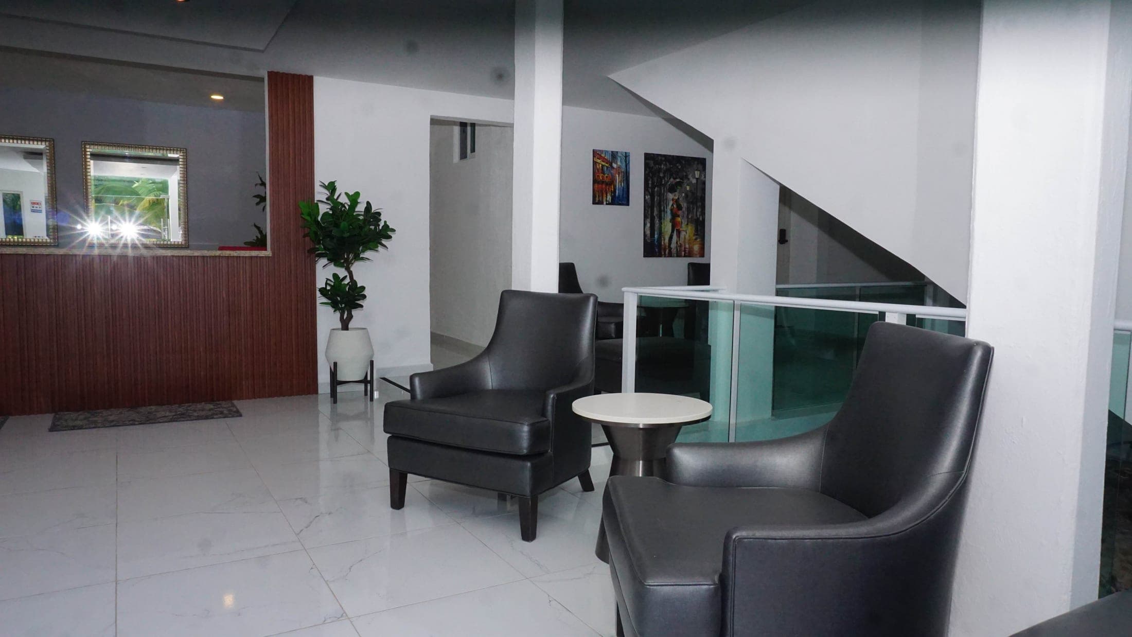 Lobby with lounge chairs