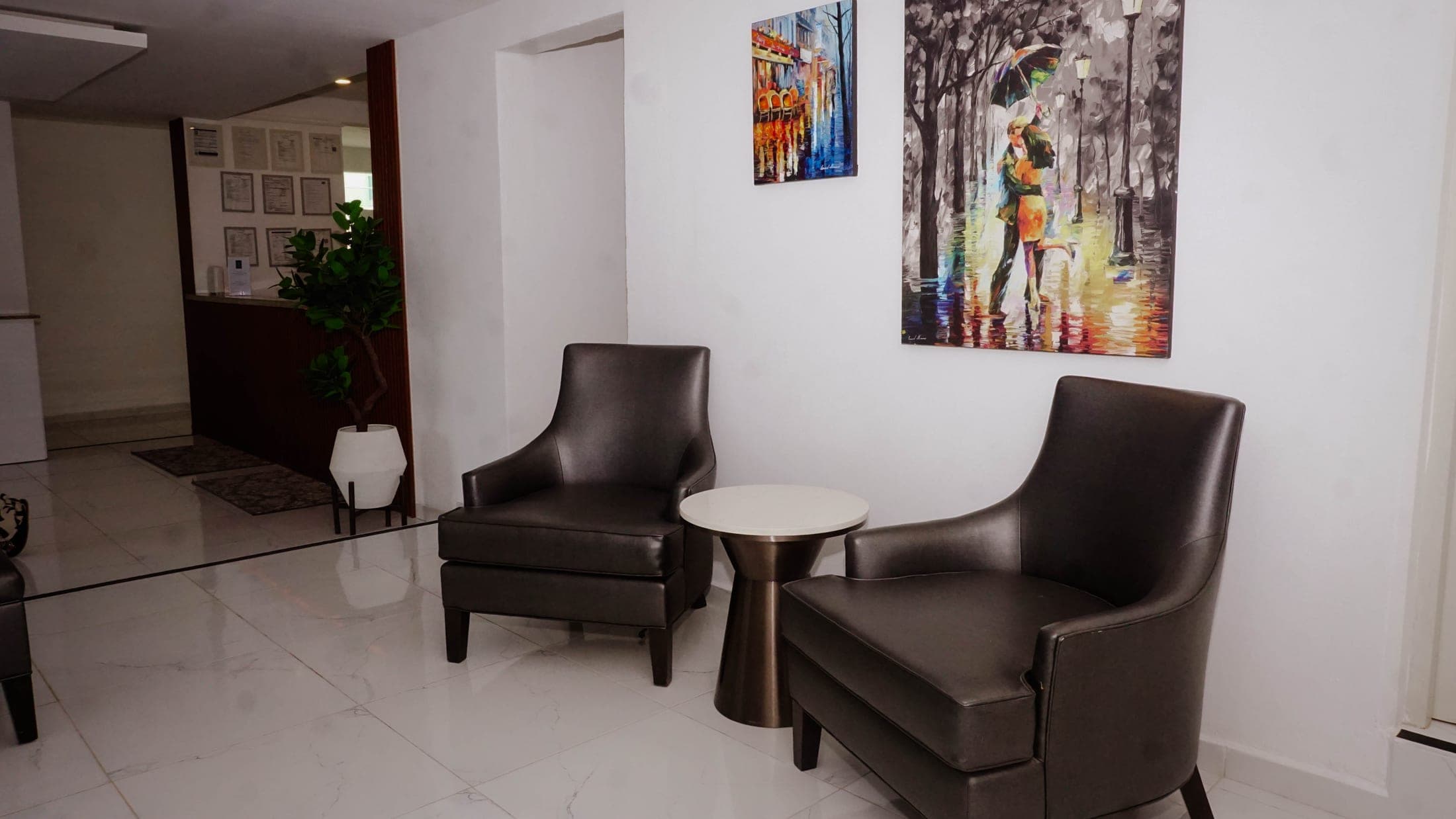 Lounge with artwork